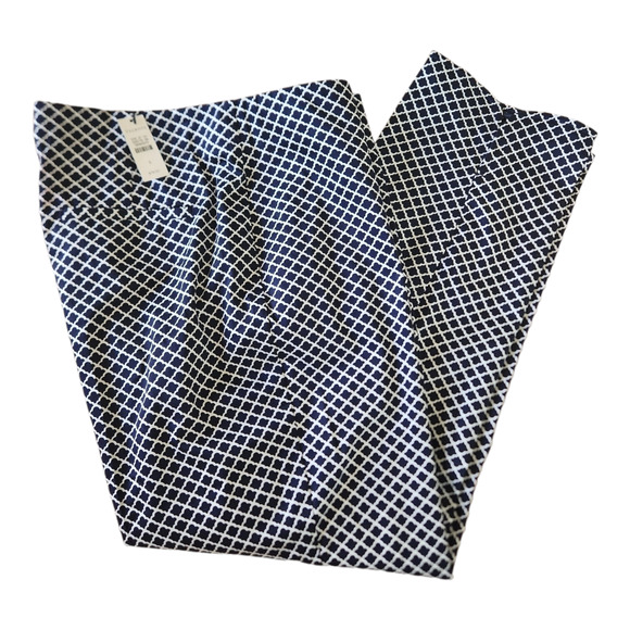 Talbots Pants - Talbots Heritage Navy Blue White Geometric Flat Front Cropped Ankle Pants Sz 8